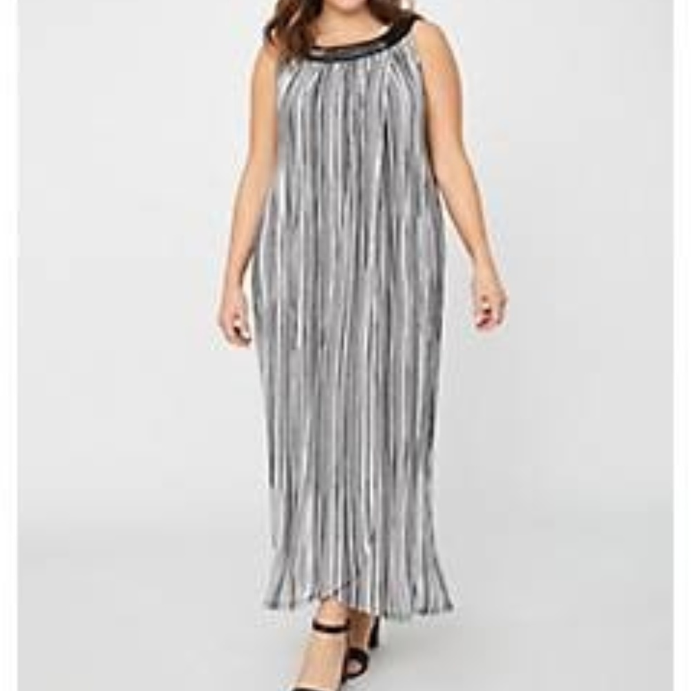NWT Catherines Dress Maxi Goddess Beaded Neck 16W